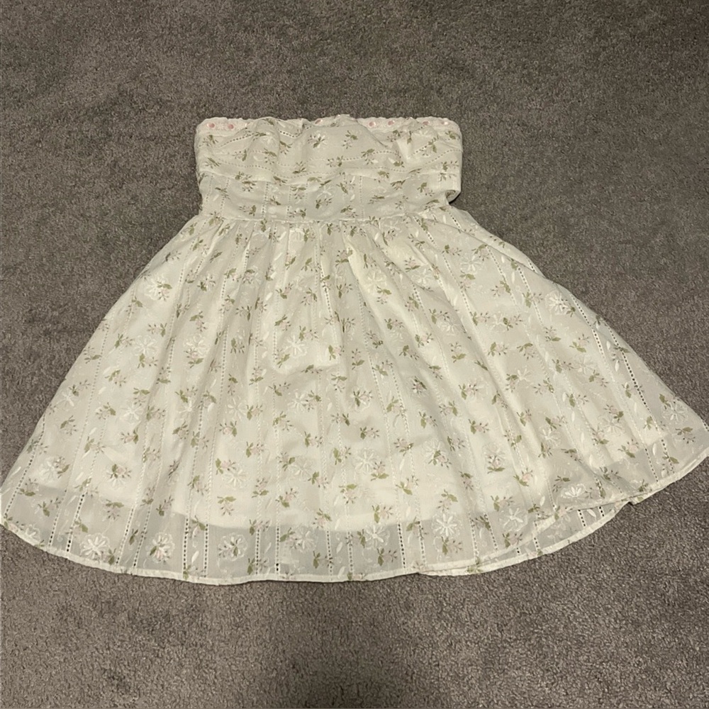 Altar’d State Floral Print Strapless Mini Dress Size S